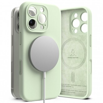 Mėtinės spalvos dėklas "Ringke Silicone Magnetic Magsafe" telefonui Apple iPhone 16 Pro