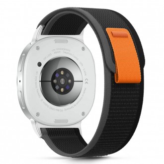Juodas tekstilinis dirželis "Tech-Protect Nylon Stripe" laikrodžiui Samsung Galaxy Watch 8 / Classic (40 / 44 / 46 MM)