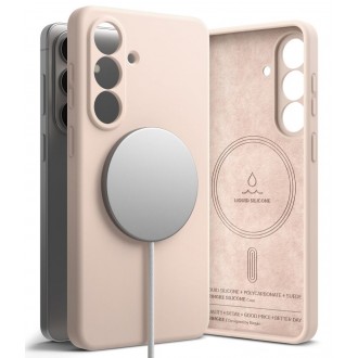 Rožinis dėklas "Ringke Silicone Magnetic Magsafe" telefonui Samsung Galaxy S26 Plus