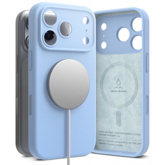 Silikoninis dėklas "Ringke Silicone Magnetic Magsafe" telefonui Apple iPhone 17 PRO / 18 PRO LIGHT BLUE