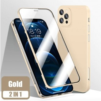 Itin plonas ir lengvas dviejų dalių dėklas "360 TPU"  Apple iPhone 12 Pro Max auksinis