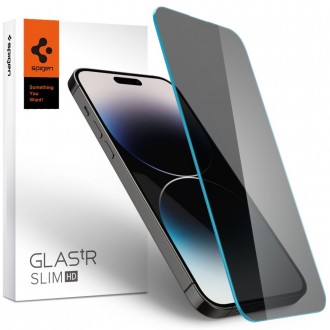 Privatumą suteikiantis apsauginis grūdintas stiklas "Spigen Glass.Tr Slim Privacy" telefonui iPhone 14 Pro 