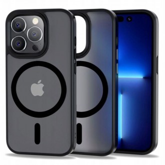 Permatomas/matinis dėklas juodais krašteliais "Tech-Protect Magmat Magsafe" telefonui iPhone 12 Pro Max