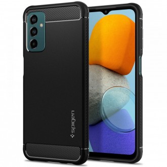 Juodas tekstūrinis dėklas "Spigen Rugged Armor" telefonui Galaxy M23 5G