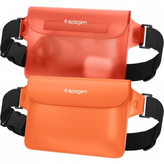 Oranžinis vandeniui atsparus krepšys "Spigen A620 Universal Waterproof Waist Bag" (2 vnt)