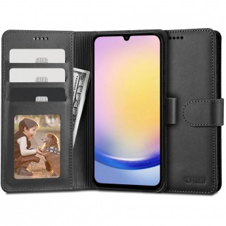 Juodas atverčiamas dėklas "Tech-Protect Wallet" telefonui Samsung Galaxy A25 5G