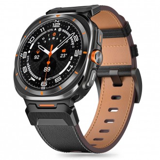 Juodos spalvos odinė apyrankė "Tech-Protect Delta Pro" laikrodžiui Samsung Galaxy Watch Ultra (47 MM) 