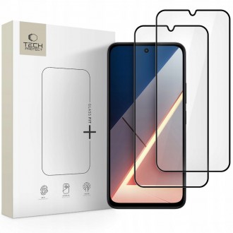 Apsauginis stiklas juodais krašteliais "Tech-Protect Glass Fit+" (2-vnt.) telefonui Xiaomi Poco M7