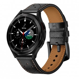 Tamsiai ruda/juoda apyrankė "Tech-Protect Leather" laikrodžiui Samsung Galaxy Watch 4 / 5 / 5 PRO / 6 (40 / 42 / 44 / 45 / 46 MM) 