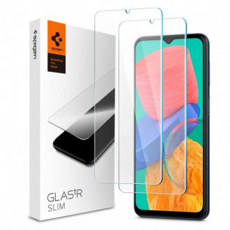 Skaidrus apsauginis grūdintas stiklas (2X)"Spigen Glas.Tr Slim 2-Pack" telefonui Samsung Galaxy M23 5G / M33 5G 