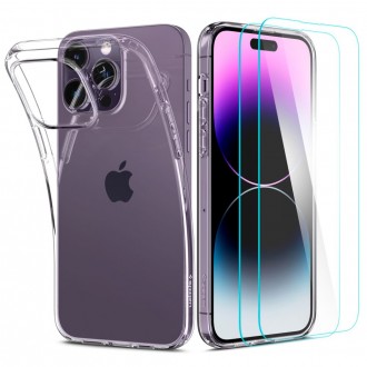 Skaidrus dėklas + ekrano apsauga "Spigen Crystal Pack" telefonui iPhone 14 Pro 