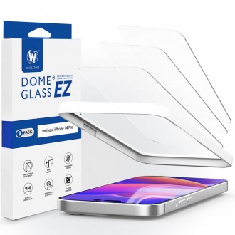 Auksčiausios kokybės apsauginis stiklas su montavymo rėmeliu "WHITESTONE EZ GLASS" telefonui iPhone 14 Pro ( X 3 vnt)