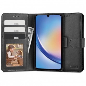 Juodas atverčiamas dėklas Tech-Protect "Wallet" telefonui Samsung Galaxy A34 5G