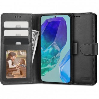 Juodas atverčiamas dėklas "Tech-Protect Wallet" telefonui Samsung Galaxy M55 5G