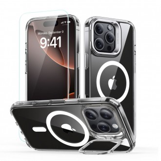 Skaidrus dėklas/stovas+stikliukas "Esr Classic Hybrid Kickstand Halolock Magsafe & Tempered Glass" telefonui Apple iPhone 16 Pro