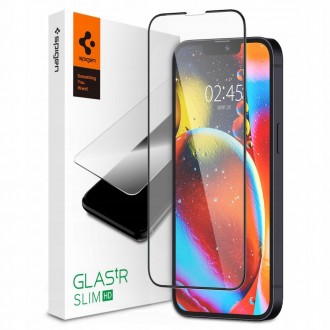 Apsauginis stiklas juodais kraštais Spigen "Glass tR Slim" telefonui iPhone 13 Pro Max / 14 Plus