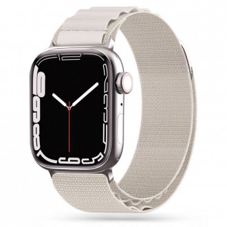 Kreminės spalvos apyrankė "Tech-Protect Nylon Pro" laikrodžiui Apple Watch 4 / 5 / 6 / 7 / 8 / 9 / 10 / SE / ULTRA 1 / 2 (44 / 45 / 46 / 49 MM)
