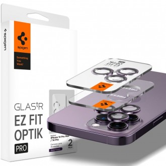 Purpurinės spalvos kameros apsauga "Spigen Optik.Tr Ez Fit Camera Protector" (2vnt.) telefonui iPhone 14 Pro / 14 Pro Max