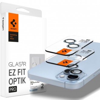 Melsvos spalvos kameros apsauga "Spigen Optik.Tr Ez Fit Camera Protector" (2vnt.) telefonui iPhone 14 / 14 Plus