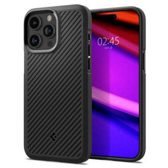 Juodas, išskirtinės tekstūros dėklas "Spigen Core Armor" telefonui iPhone 15 Pro Max