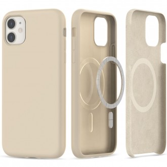 Kreminės spalvos dėklas "Tech-Protect Silicone Magsafe" telefonui iPhone 11 