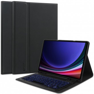 Juodas atverčiamas dėklas su klaviatūra "Tech-Protect SP Pen + Keyboard" planšetei Samsung Galaxy Tab S9 11.0 X710 / X716B