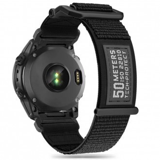 Juodos spalvos tekstilinis dirželis "Tech-Protect Scout" laikrodžiui Garmin Fenix 3 / 5X / 3HR / 5X PLUS / 6X / 6X PRO / 7X 