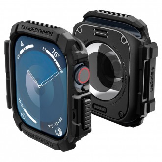 Juodas dėklas "Spigen Rugged Armor" laikrodžiui Apple Watch 10 (46 MM)