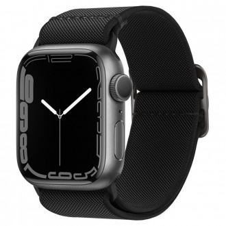 Juodas tekstilinis dirželis Spigen "Fit Lite" laikrodžiui Apple Watch 4 / 6 / 7 / 8 / 9 / 10 / SE / ULTRA 1 / 2 (44 / 45 / 46 / 49 MM)