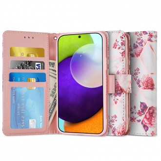 Atverčiamas gėlėtas dėklas/piniginė Tech-Protect "Floral Rose" telefonui Samsung Galaxy A52 / A52S