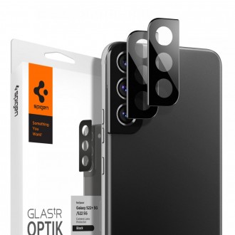Juodas apsauginis grūdintas stiklas "Spigen Optik.TR Camera Protector" (2vnt.) telefono kamerai apsaugoti SAMSUNG GALAXY S22 / S22+ 