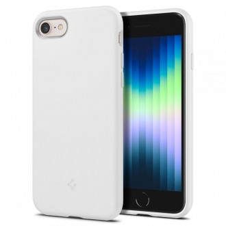 Baltas minimalistinio dizaino dėklas "Spigen Silicone Fit" telefonui iPhone 7 / 8 / SE 2020 / 2022