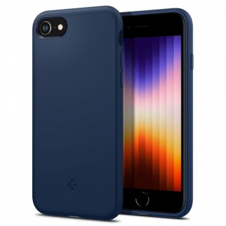 Mėlynas minimalistinio dizaino dėklas "Spigen Silicone Fit" telefonui iPhone 7 / 8 / SE 2020 / 2022
