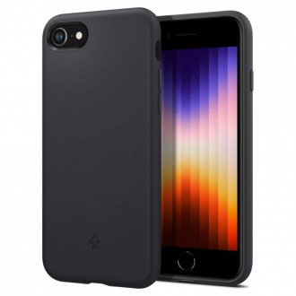 Juodas minimalistinio dizaino dėklas "Spigen Silicone Fit" telefonui iPhone 7 / 8 / SE 2020 / 2022