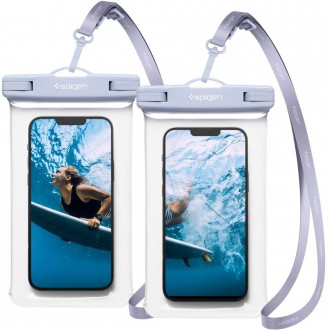 Itin skaidrus universalus vandeniui atsparus dėklas (2vnt) "Spigen A601 Universal Waterproof Case" 