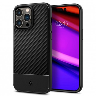 Juodas, išskirtinės tekstūros dėklas "Spigen Core Armor" telefonui iPhone 14 Pro 