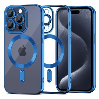 Skaidrus dėklas su mėlynomis detalėmis "Tech-Protect Magshine Magsafe" telefonui iPhone 15 Pro