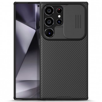 Juodas dėklas su kameros apsauga "Nillkin Camshield Pro" telefonui Samsung Galaxy S24 Ultra