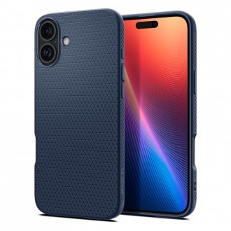 Mėlynas originalios tekstūros dėklas "Spigen Liquid Air" telefonui Apple iPhone 16 