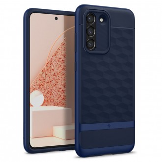 Tamsiai mėlynas, 3D dizaino dėklas, "Spigen Caseology Parallax" telefonui Galaxy S21 FE