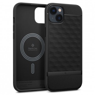Juodas 3D dizaino dėklas, "Spigen Caseology Parallax Mag Magsafe" telefonui iPhone 14 Plus