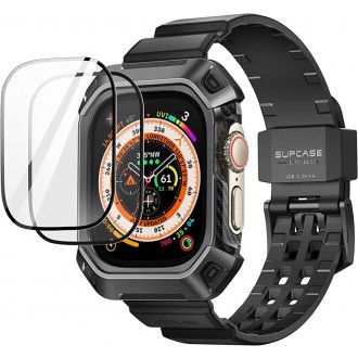 Juoda apyrankė/dėklas + ekrano apsauga ''Supcase Unicorn Beetle Pro & Tempered Glass ''laikrodžiui Apple Watch Ultra (49 MM)  