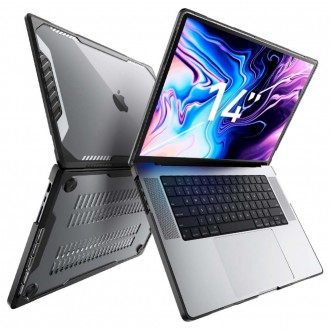 Juodas dėklas "Supcase Unicorn Beetle" skirtas Macbook Pro 14 2021-2022