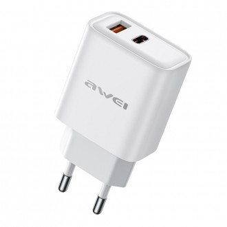 Įkroviklis Awei PD81-EU 22.5W USB-A / USB-C baltas