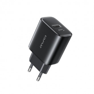 Įkroviklis Awei PD85-EU 22.5W USB-A / USB-C juodas