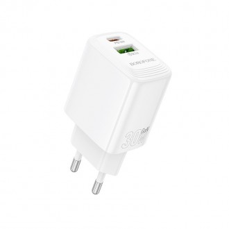 Įkroviklis Borofone BN29 30W USB-C / USB-A baltas