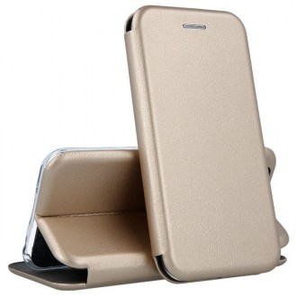 Auksinės spalvos atverčiamas dėklas Samsung Galaxy A31 telefonui "Book elegance"
