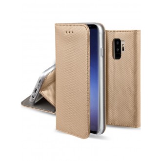 Auksinis atverčiamas dėklas Samsung Galaxy G965 S9 Plus telefonui "Smart Magnet"