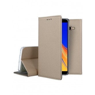 Auksinis atverčiamas dėklas Samsung Galaxy J415 J4 Plus 2018 telefonui "Smart Magnet"