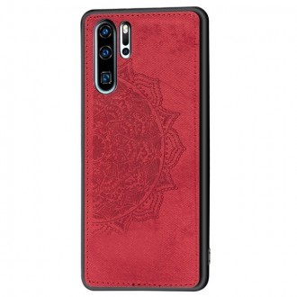 Raudonas silikoninis dėklas ''Mandala'' su medžiaginiu atvaizdu telefonui Samsung S21 FE